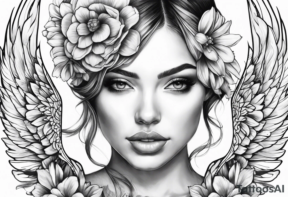 wing, flower, tattoo idea