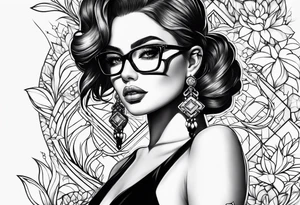 Good girl with glasses and diamonds tattoo idea