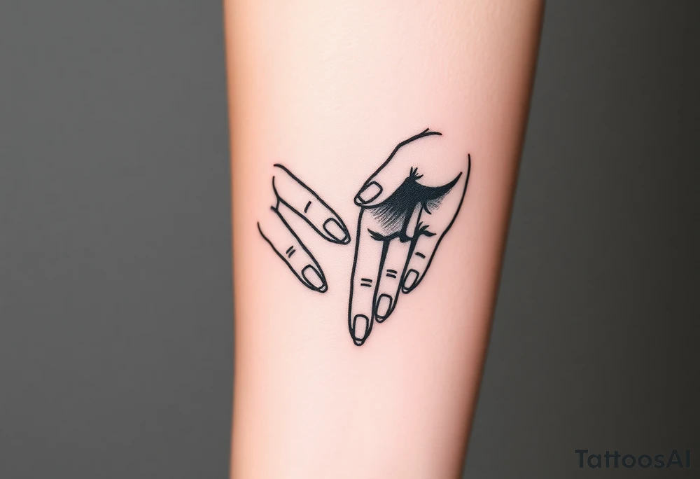 Two hands reaching for each other touching fingertips tattoo idea