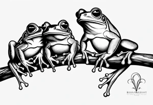 three frogs on a branch tattoo idea