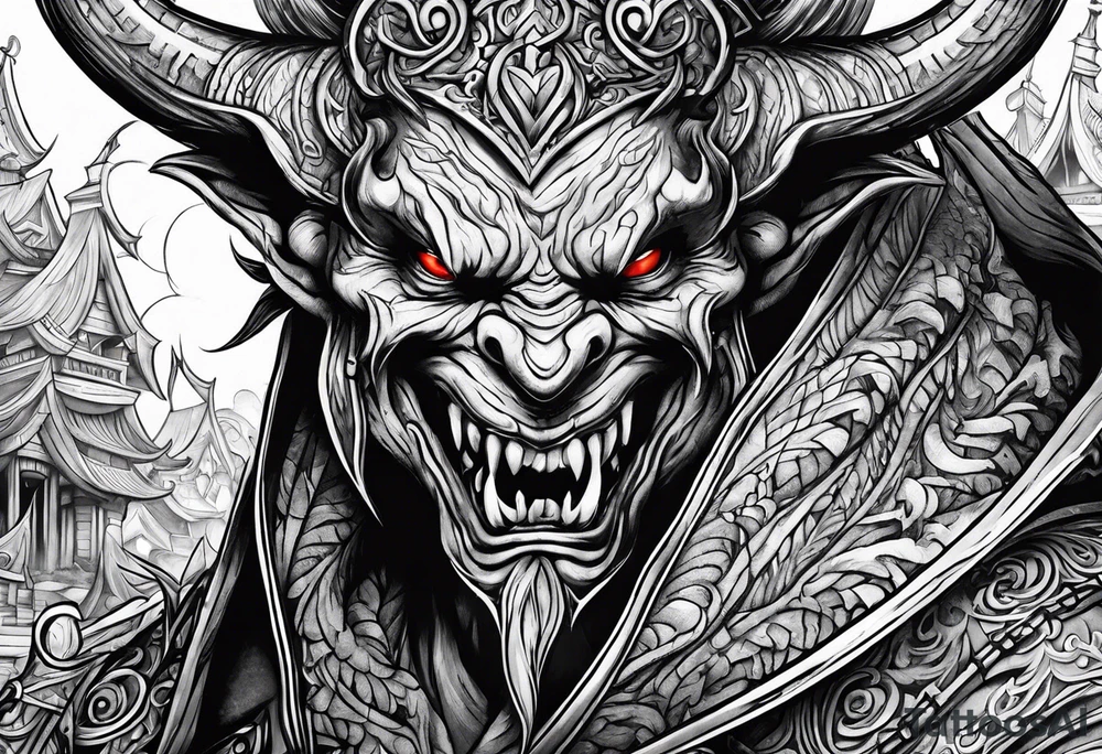 Demon stalking a boy tattoo idea