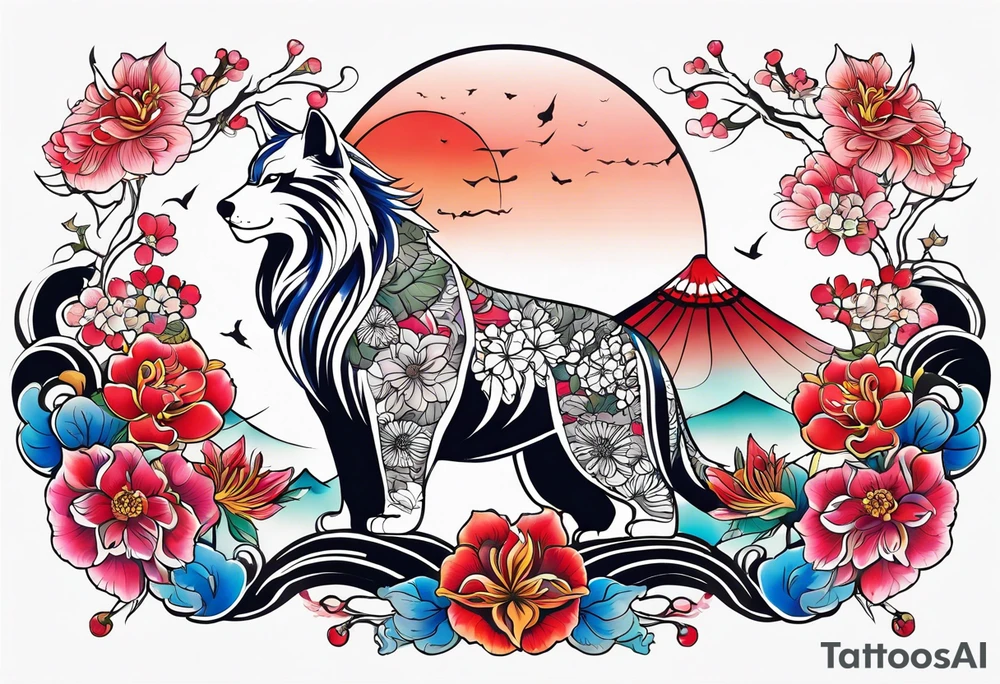 strength and resilience, feminine, animals, colour tattoo idea