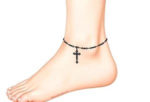 Rosary chain around ankle tattoo idea