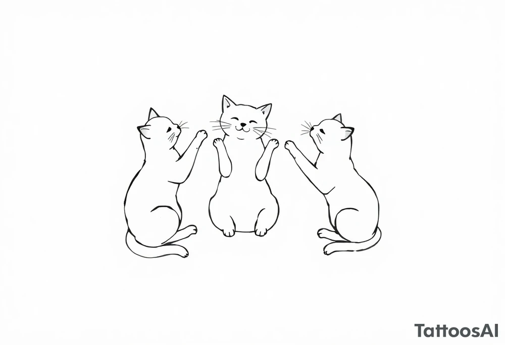 three cats playing tattoo idea