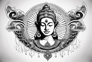 om neck tattoo with rays and clouds stairway tattoo idea