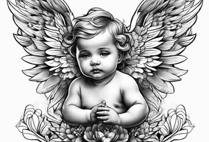 Small  young baby angel tattoo idea