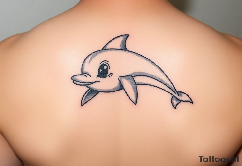 Cartoon dolphin with a mischievous face tattoo idea
