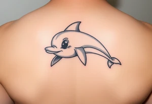 Cartoon dolphin with a mischievous face tattoo idea