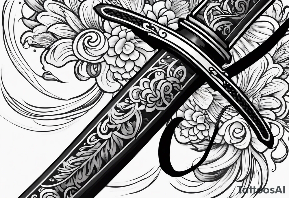 katana sword close up tattoo idea