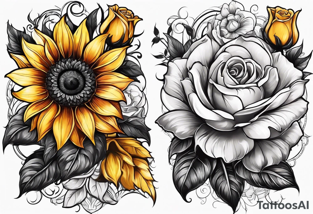 flower rose , sunflower, animal tattoo idea