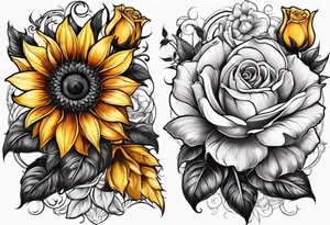 flower rose , sunflower, animal tattoo idea