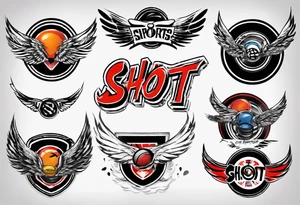 hockey puck with wings that says "SHOT SPORTS" tattoo idea