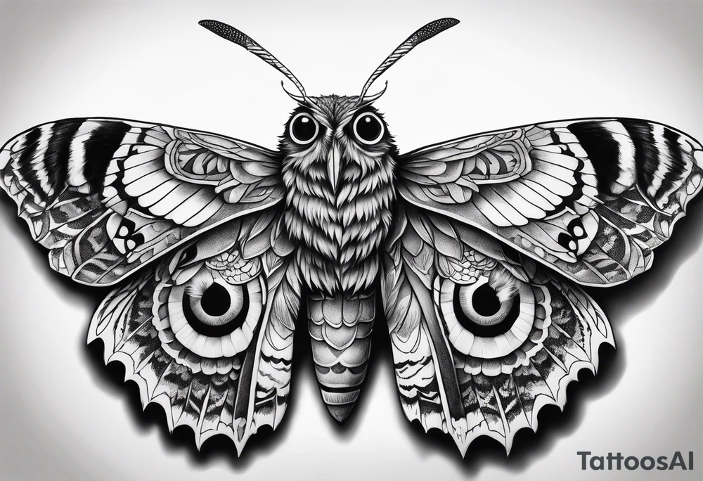 Dead head moth with owl eyes tattoo idea
