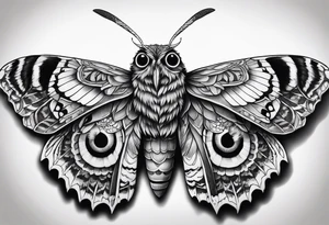 Dead head moth with owl eyes tattoo idea