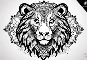 Leo zodiac sign and all of its elements including the constellation on a back tatto tattoo idea