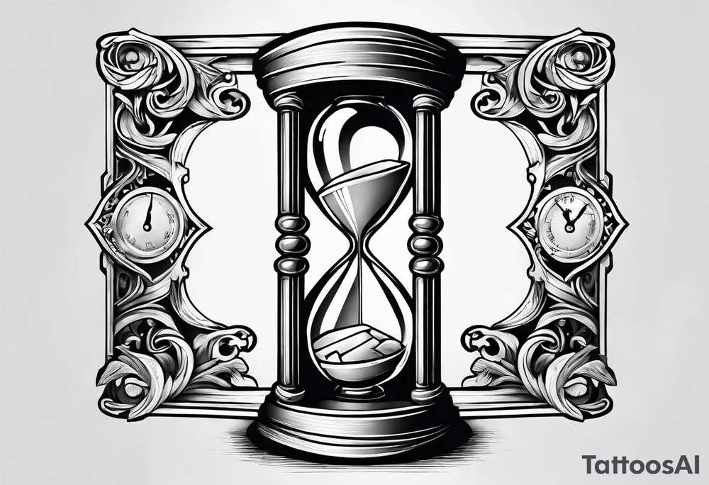 Money inside hourglass for male tattoo idea