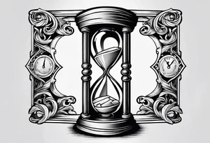 Money inside hourglass for male tattoo idea