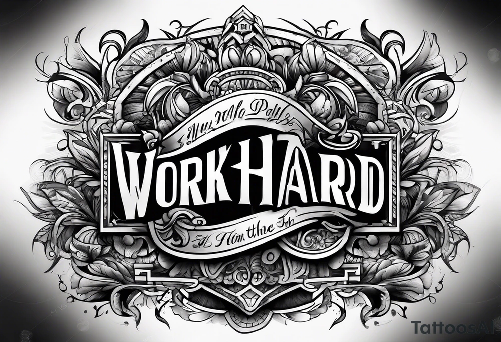 I want a tattoo design containing the letters "work hard, play hard". tattoo idea