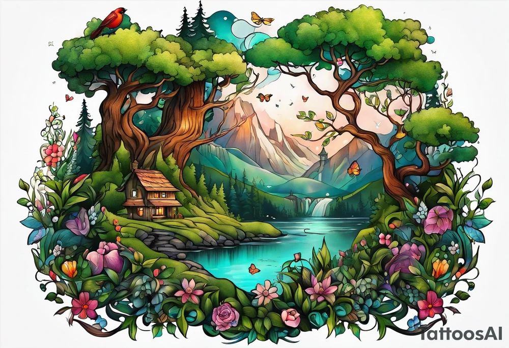 Enchanted forest tattoo idea