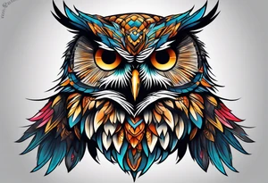 Owl on left chest tattoo idea