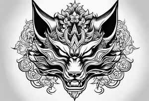 Half kitsune half oni kistune mask tatoo tattoo idea