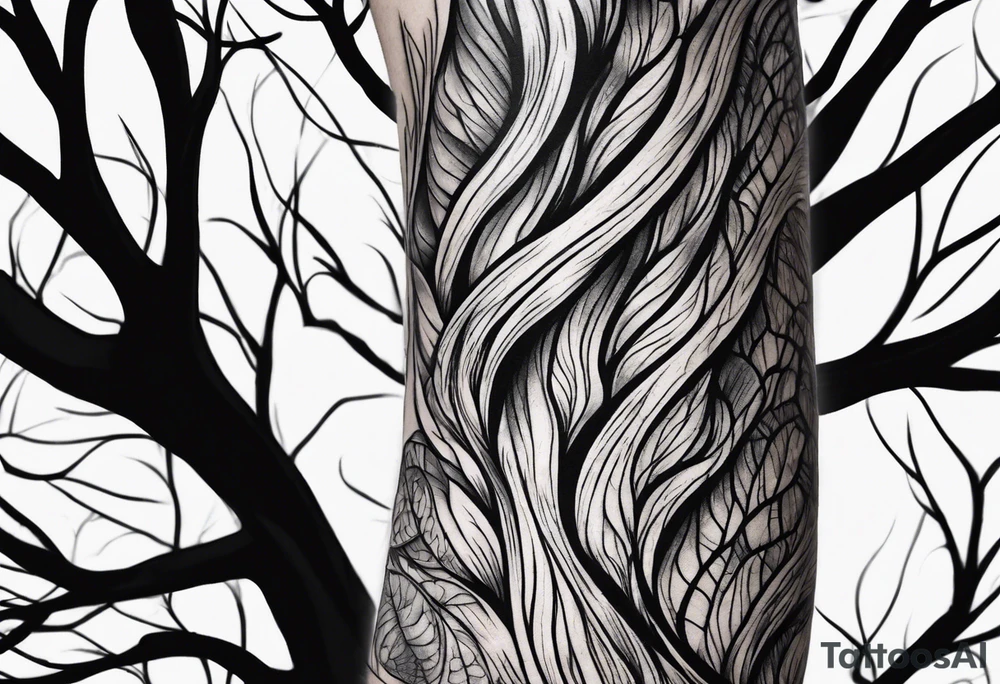Half sleeve, tree bark tattoo idea