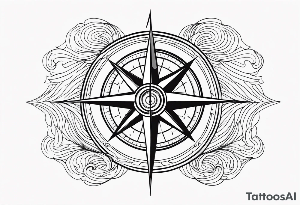 Vintage compass and waves. tattoo idea