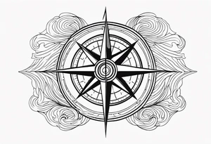 Vintage compass and waves. tattoo idea