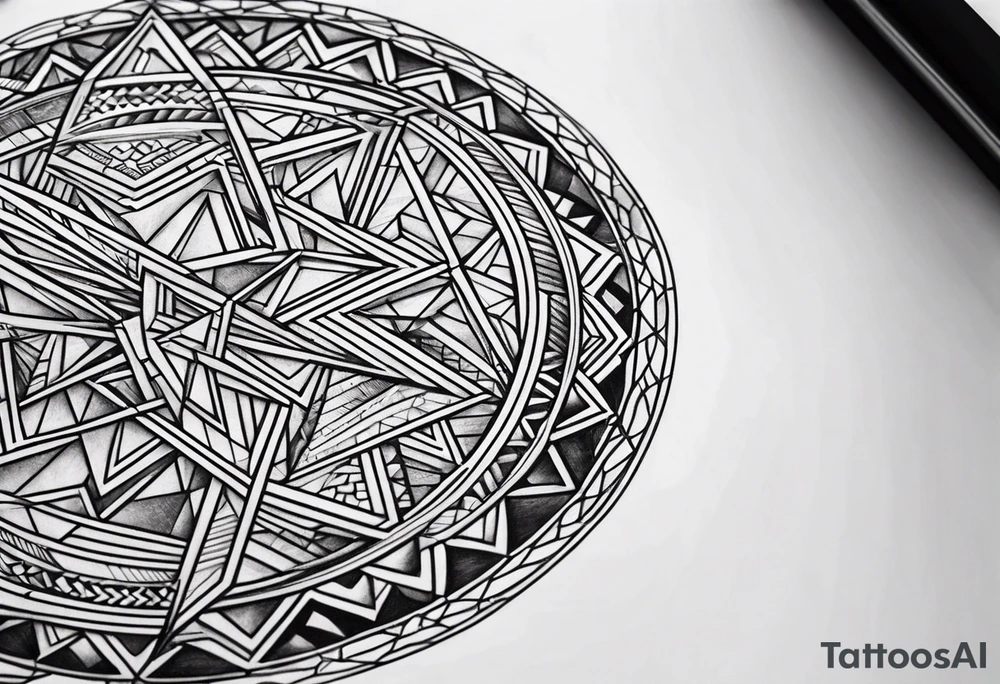 Black and white geometric sleeve tattoo idea