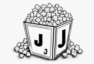 Popcorn, letter J on box tattoo idea