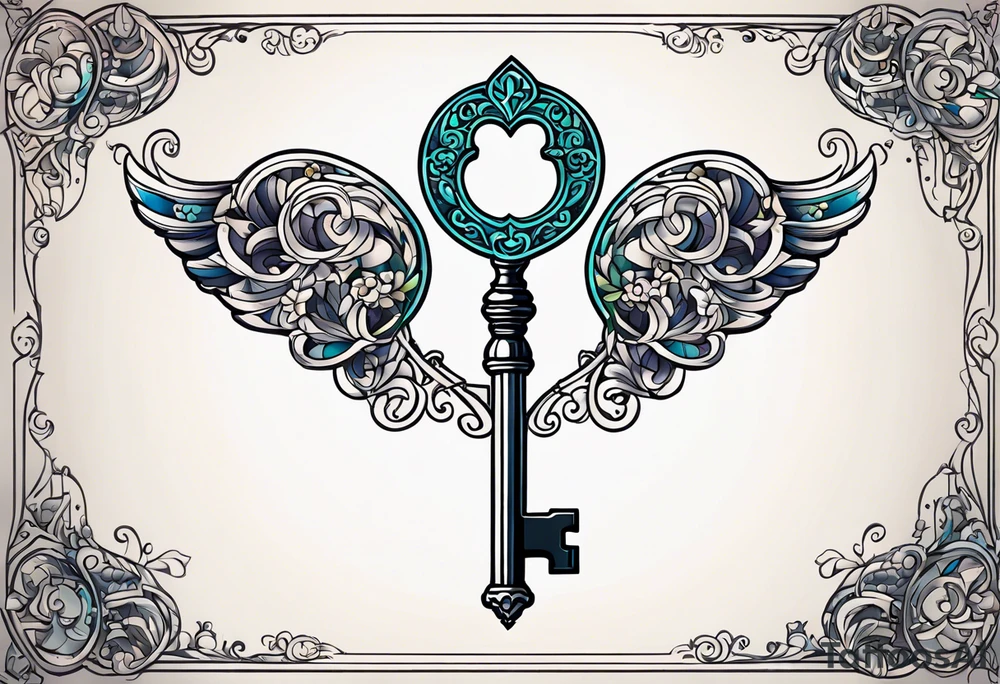 A heart shaped antique key tattoo idea