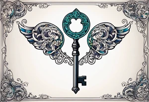 A heart shaped antique key tattoo idea