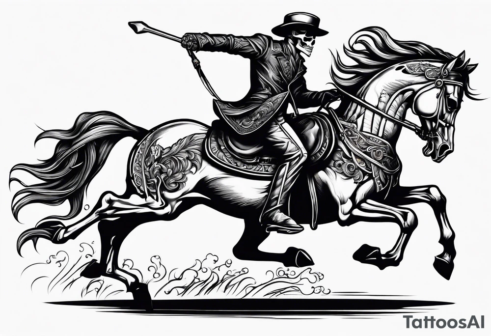 Skeleton riding a horse tattoo idea