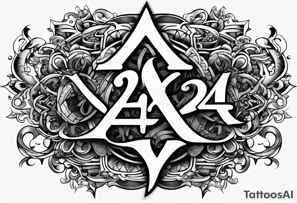 Generate tattoo designs featuring the number 24 composed entirely of tiny X's. tattoo idea