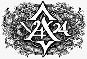 Generate tattoo designs featuring the number 24 composed entirely of tiny X's. tattoo idea