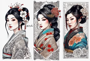 tattoo with names Mina and Han tattoo idea