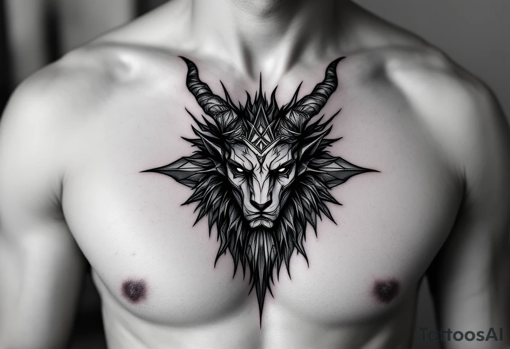 Capricorn head and body y starsign  10x10 cm tattoo idea