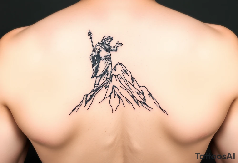 Moses is holding on the mountain the ten commandements tattoo idea