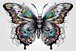 Create a butterfly with skull inside of its wings tattoo idea
