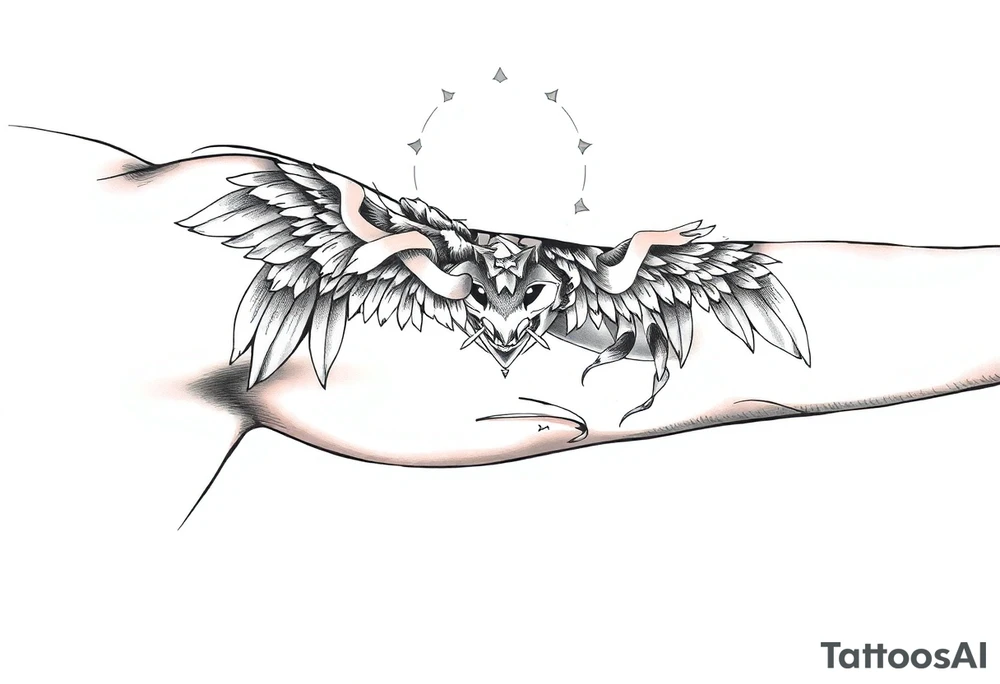 cast all your anxiety on him because he cares for you" with angels tattoo idea