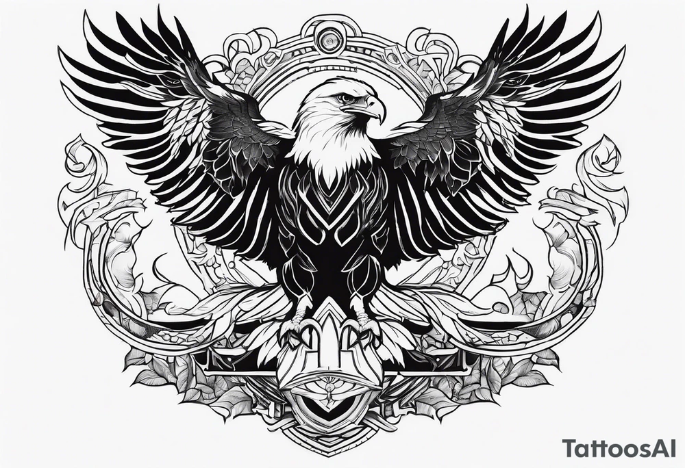 Manly eagle chest tattoo idea