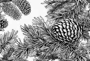 Trees with pine cone tattoo idea