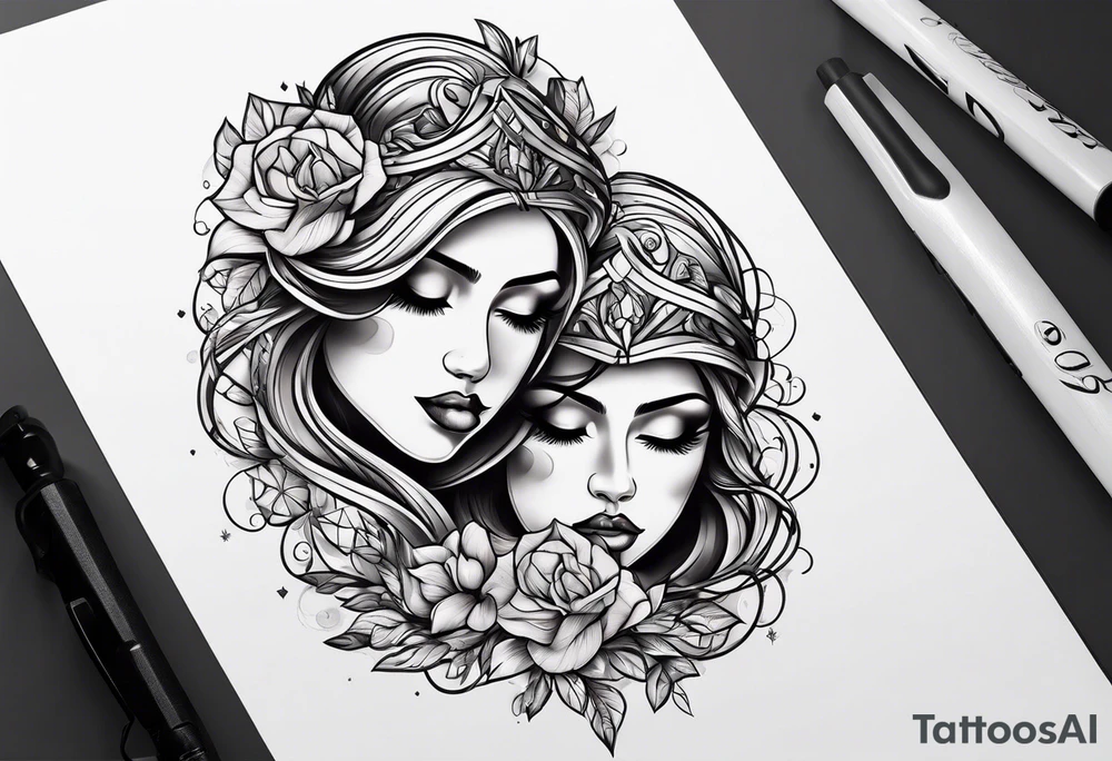 Couple sexy kisses tattoo idea