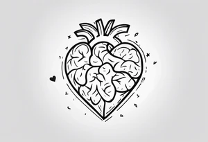 Brain, heart sign, love, heart break makes you strong, worth it, pain makes you stronger, strength with small aspects of plane, travel, passion, growth, family inside the heart tattoo idea