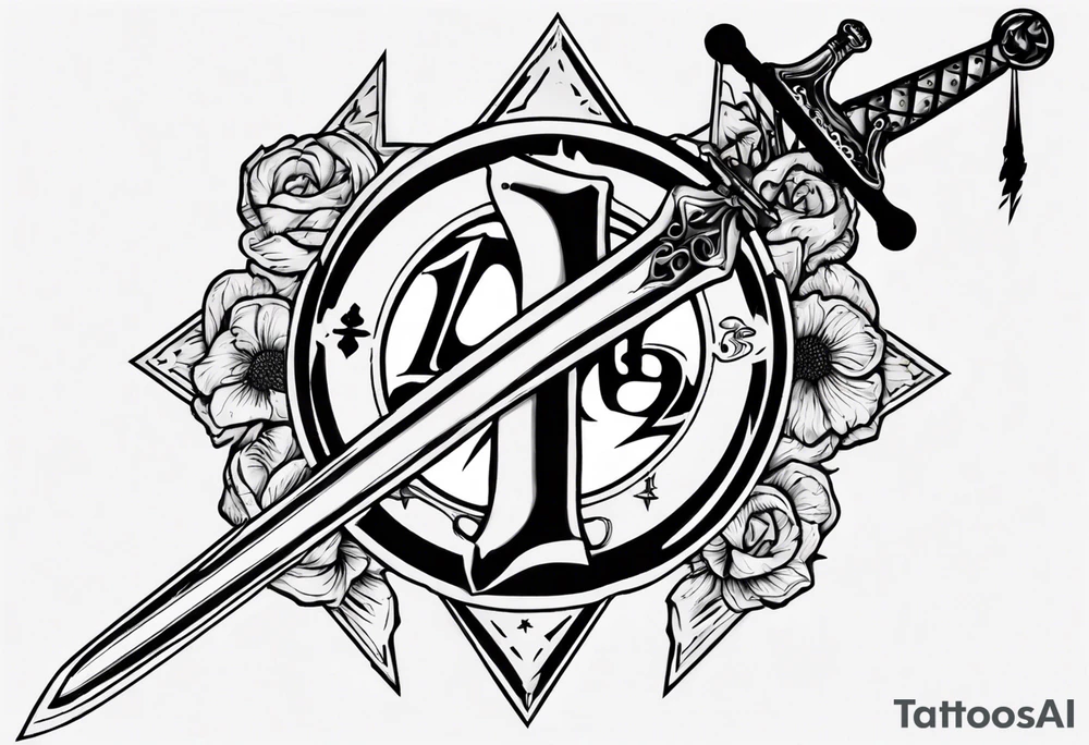 memorial tattoo using "13" and a sword tattoo idea