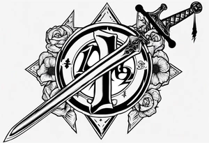 memorial tattoo using "13" and a sword tattoo idea