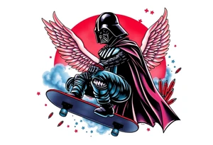 darth vader skateboarding, heaven, outdoors, harley davidson, bullets, puzzle red & blue colors

WORDS "Seth J. Carter"
12/29/88-01/06/24 tattoo idea