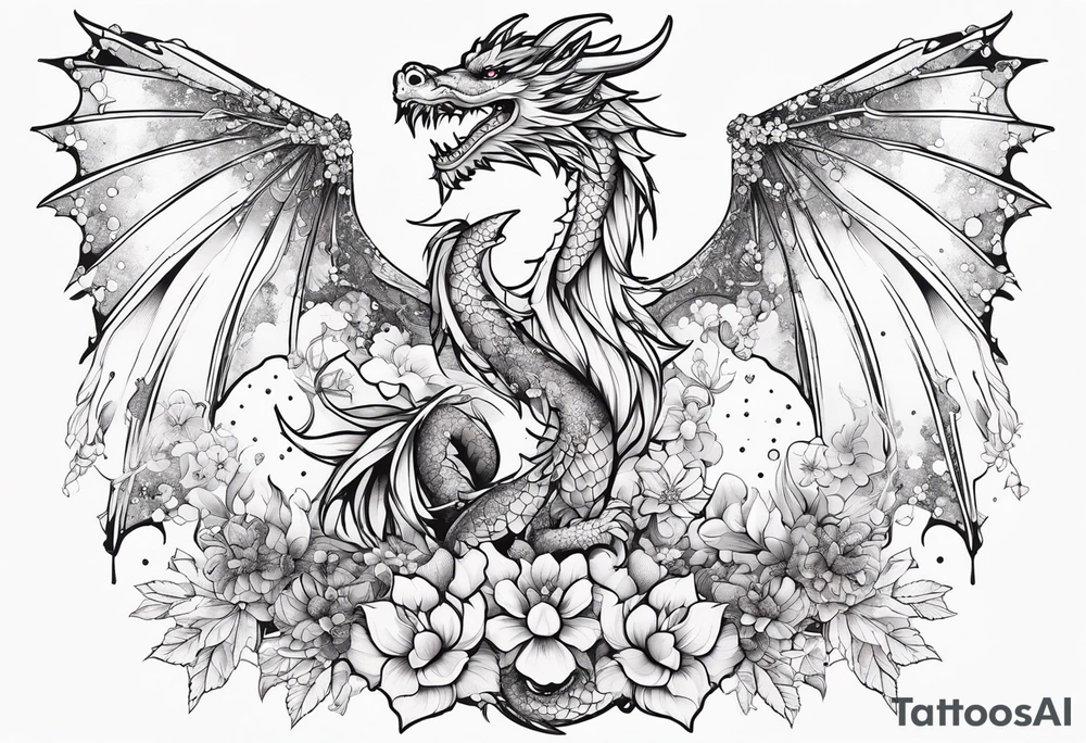 Constellation, wing , snow , cross , dragon female japan kawaii , flower tattoo idea