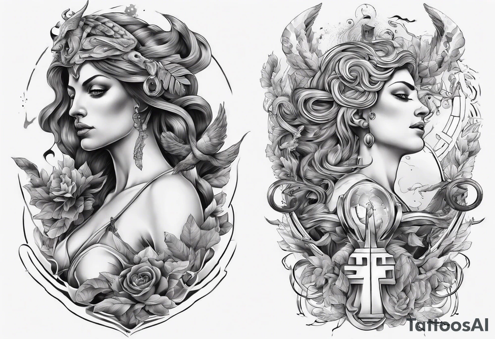 Greek mythology sleeve tattoo for women of power and success tattoo idea