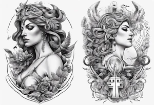 Greek mythology sleeve tattoo for women of power and success tattoo idea
